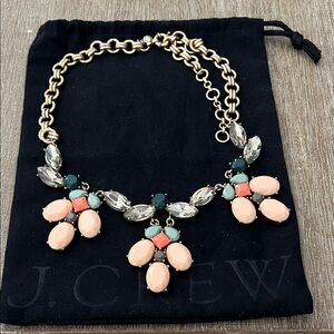 J. Crew Gold and Coral Floral Necklace